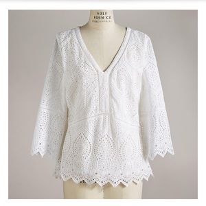 Sundance Lace Detail Long Sleeved V-Neck Top